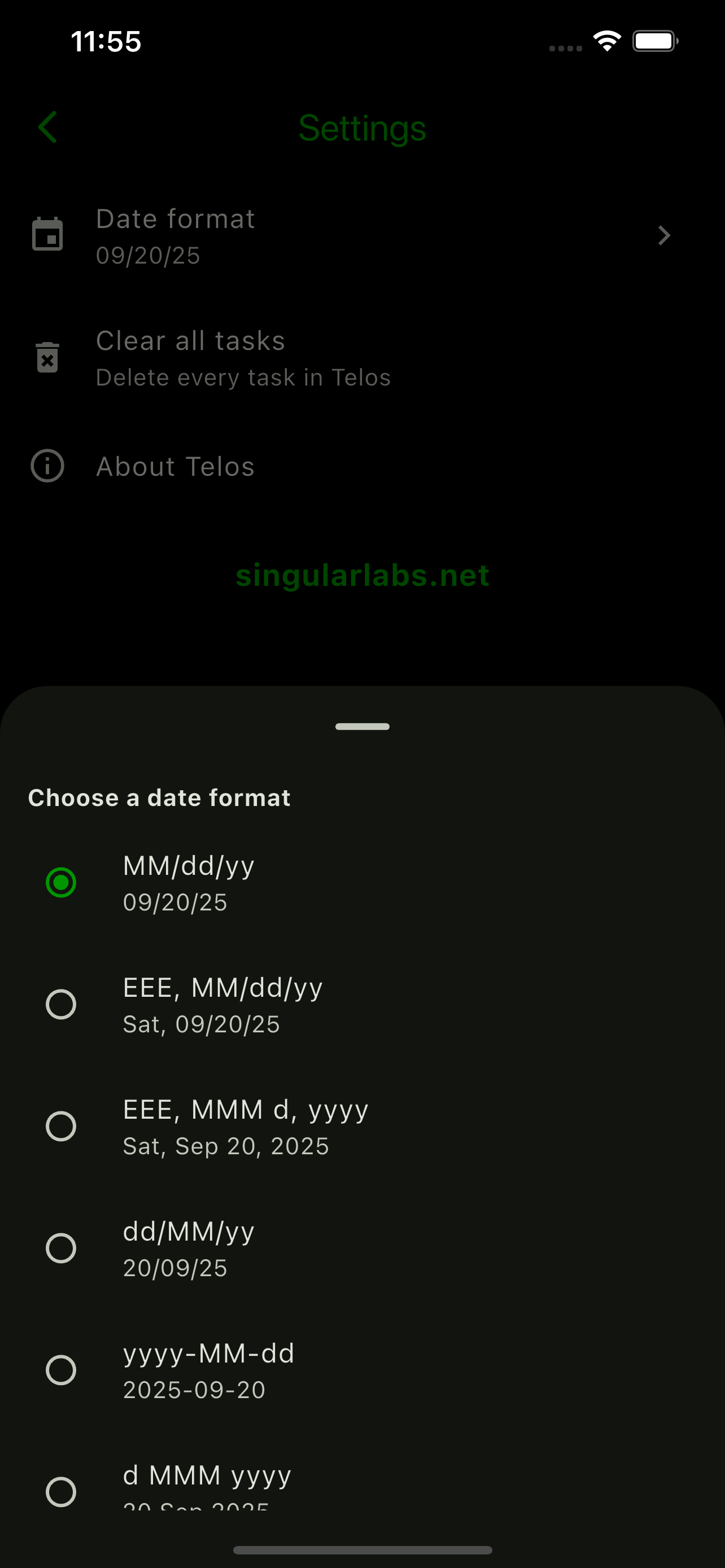 Changing the date format